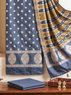 Banarasee Semi Katan Zari Work Salwar Kameez Fabric With Dupatta Set-Slate Blue