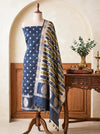 Banarasee Semi Katan Zari Work Salwar Kameez Fabric With Dupatta Set-Slate Blue