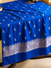 Banarasee Semi Katan Zari Work Salwar Kameez Fabric With Dupatta Set-Royal Blue