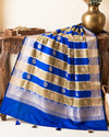 Banarasee Semi Katan Zari Work Salwar Kameez Fabric With Dupatta Set-Royal Blue