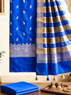 Banarasee Semi Katan Zari Work Salwar Kameez Fabric With Dupatta Set-Royal Blue