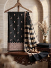 Banarasee Semi Katan Zari Work Salwar Kameez Fabric With Dupatta Set-Black