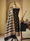 Banarasee Semi Katan Zari Work Salwar Kameez Fabric With Dupatta Set-Black