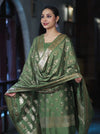 Banarasee Zari Embroidered Chanderi Silk Salwar Kameez With Dupatta Set-Green