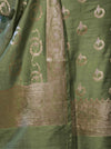 Banarasee Zari Embroidered Chanderi Silk Salwar Kameez With Dupatta Set-Green
