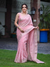 Banarasee Handloom Cotton Silk Saree With Zari Work & Border-Light Pink