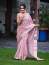 Banarasee Handloom Cotton Silk Saree With Zari Work & Border-Light Pink