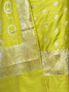 Banarasee Zari Embroidered Chanderi Silk Salwar Kameez With Dupatta Set-Lime Yellow