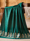 Banarasee Semi Katan Zari Work Salwar Kameez Fabric With Dupatta Set-Deep Green