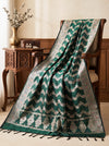 Banarasee Semi Katan Zari Work Salwar Kameez Fabric With Dupatta Set-Deep Green