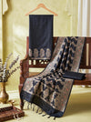 Banarasee Semi Katan Zari Work Salwar Kameez Fabric With Dupatta Set-Black