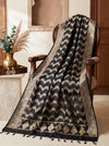Banarasee Semi Katan Zari Work Salwar Kameez Fabric With Dupatta Set-Black