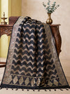 Banarasee Semi Katan Zari Work Salwar Kameez Fabric With Dupatta Set-Black