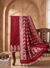 Banarasee Semi Katan Zari Work Salwar Kameez Fabric With Dupatta Set-Maroon