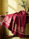 Banarasee Semi Katan Zari Work Salwar Kameez Fabric With Dupatta Set-Maroon