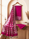 Banarasee Semi Katan Zari Work Salwar Kameez Fabric With Dupatta Set-Magenta