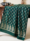 Banarasee Semi Katan Zari Work Salwar Kameez Fabric With Dupatta Set-Deep Green