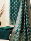 Banarasee Semi Katan Zari Work Salwar Kameez Fabric With Dupatta Set-Deep Green