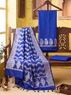 Banarasee Semi Katan Zari Work Salwar Kameez Fabric With Dupatta Set-Royal Blue