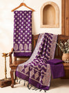 Banarasee Semi Katan Zari Work Salwar Kameez Fabric With Dupatta Set-Purple