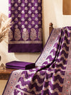 Banarasee Semi Katan Zari Work Salwar Kameez Fabric With Dupatta Set-Purple