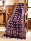 Banarasee Semi Katan Zari Work Salwar Kameez Fabric With Dupatta Set-Purple