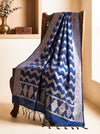 Banarasee Semi Katan Zari Work Salwar Kameez Fabric With Dupatta Set-Navy Blue
