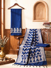 Banarasee Semi Katan Zari Work Salwar Kameez Fabric With Dupatta Set-Navy Blue