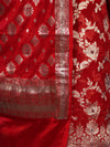 Banarasee Zari Work Chiffon Salwar Kameez Fabric With Dupatta Set-Red