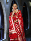 Banarasee Zari Work Chiffon Salwar Kameez Fabric With Dupatta Set-Red