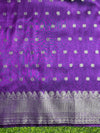 Banarasee Handloom Tissue Saree With Buti Design Zari Border & Lace-Violet