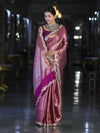 Banarasee Handloom Dual Tone Tissue Saree With Zari Weaving Floral Work & Lace Border-Deep Magenta