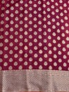 Banarasee Handwoven Georgette Saree With Zari Buta Design & Border-Maroon