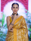 Banarasee Handloom Tissue Saree With Zari Jaal Work & Border-Golden Yellow