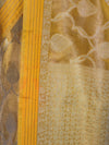 Banarasee Handloom Tissue Saree With Zari Jaal Work & Border-Golden Yellow