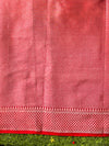 Banarasee Semi Chiffon Saree With Buti Design & Zari Border-Red & White