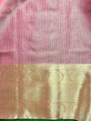 Banarasee Handwoven Broad Border Tissue Saree With Embroidered Design-Pink