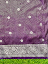 Banarasee Handloom Tissue Saree With Zari Buta Work & Border-Light Purple