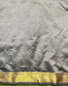 Banarasee Handloom Cotton Silk Plain Saree With Contrast Pallu & Border-Black & Grey