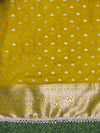 Banarasee Handloom Semi Silk Saree With Zari Buti Design & Lace Border-Yellow