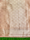 Banarasee Handloom Semi Silk Plain Saree With Zari Woven Border-Dusty Peach