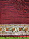Banarasee Handloom Semi Katan Meena Work Saree-Burgundy