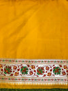 Banarasee Handloom Semi Katan Meena Work Saree-Yellow