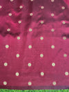 Banarasee Handloom Plain Semi Katan Saree With Gold Zari Border-Burgundy