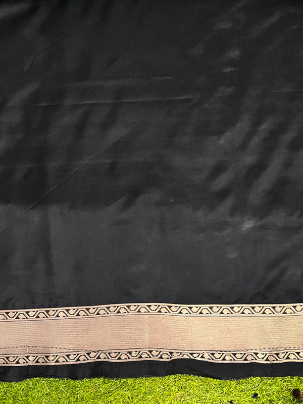 Banarasee Handloom Semi Katan Meena Work Saree-Black