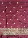 Banarasee Handloom Semi Silk Saree With Sona Rupa Zari Work & Border-Burgundy