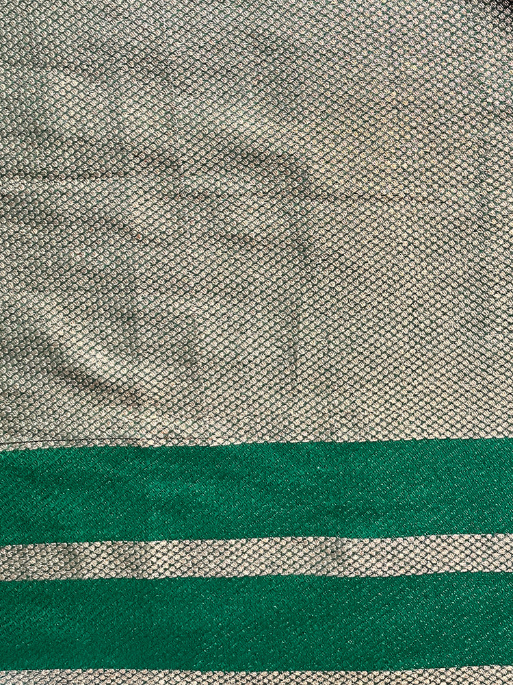 Banarasee Semi Chiffon Saree With Floral Jaal Work & Contrast Border-Pink & Green
