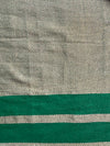 Banarasee Semi Chiffon Saree With Floral Jaal Work & Contrast Border-Pink & Green
