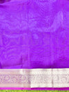 Banarasee Handwoven Plain Tissue Saree With Zari Border & Lace-Violet