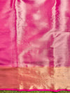 Banarasee Handwoven Tissue Zari Saree With Gold Border-Pink
